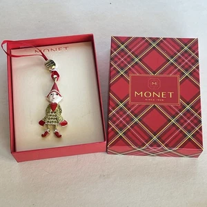 MONET Multi Color Rhinestone Enamel Christmas Elf Ornament 2022 - Picture 1 of 8