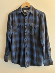 Beverly Hills Polo Club Men's Flannel Plaid 100% Cotton Button-Up Shirt Blue M - Picture 1 of 4