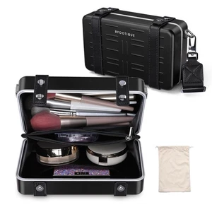 BYOOTIQUE Mini Suitcase Crossbody Bag w/ Adjustable Strap Hard Shell Case,Black - Picture 1 of 9