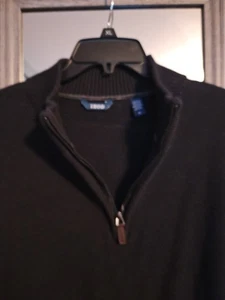 Izod Men's 1/4 Zip Mock Neck 100% Cotton  Knit Pullover Sweater /BLACK Size XL - Picture 1 of 20