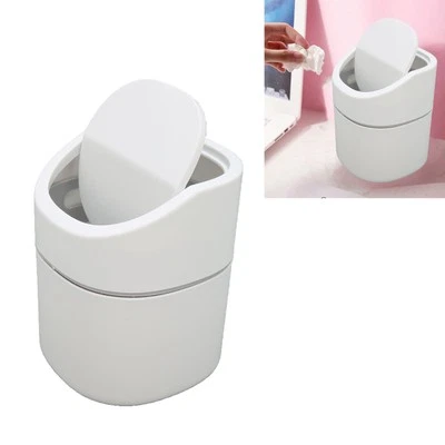 Desktop Garbage Can Button Flip Cover Reduce Odor Trash Debris Collector Can 2L - Image 1 of 4