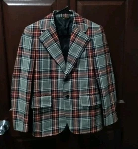 Palm Beach by Daytons boys wool burnt orange gray plaid sports jacket - Picture 1 of 6