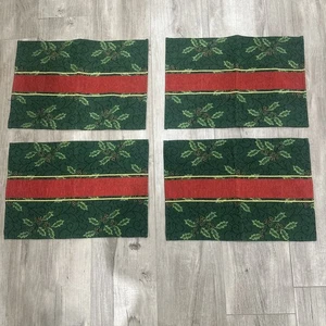 Mesa tejida navideña verde y roja vintage manteles a juego decoración navideña rara - Imagen 1 de 13