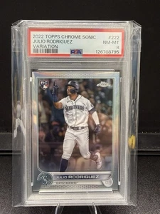 PSA 8 NM-MT 2022 Julio Rodriguez Topps Chrome Sonic Variation SSP #222 - Bild 1 von 2