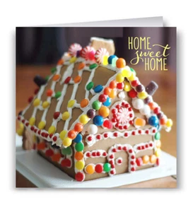 New Home Card- House Warming- Gingerbread House Home Sweet Home Congratulations - Picture 1 of 1