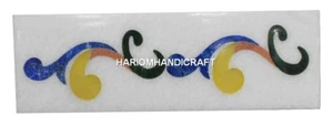 Azulejos de pared de mármol blanco de 12"x4" incrustación semipreciosa marquetería arte decoración H560 - Imagen 1 de 6