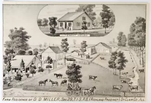 Richland Precinct St Clair County Illinois Farm House DD Miller Antique Print - Picture 1 of 7