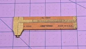 Vintage CRAFTSMAN No. 3922 Boxwood & Brass Caliper Rule Made in U.S.A. 3" - Picture 1 of 7