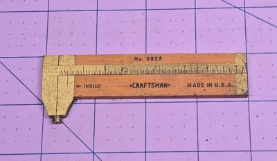 Vintage CRAFTSMAN No. 3922 Boxwood & Brass Caliper Rule Made in U.S.A. 3" - Image 1 of 4