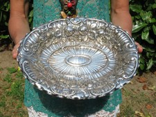 ANTICO CESTINO BAROCCHETTO SBALZATO E PLACCATO ARGENTO EPOCA INIZIO XX SEC.