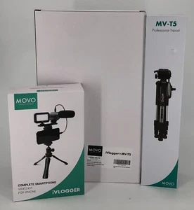 Movo iVlogger Vlogging Kit per iPhone treppiede fullsize - compatibile Lightning - Foto 1 di 15