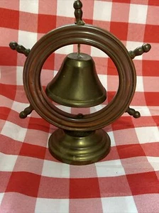 VINTAGE MESSING NAUTISCHE SCHIFFE RAD GLOCKE SCHREIBTISCHARTIKEL Kupferoberfläche 15 cm - Bild 1 von 12