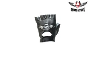 Guantes de motocicleta Dream Apparel para hombre Black Eagle In Flames de cuero sin dedos - Imagen 1 de 6