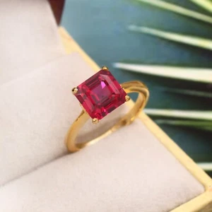 Mozambique Red Ruby Ring Asscher Gemstone Ring Ruby Jewelry Ruby Wedding Ring - Picture 1 of 4