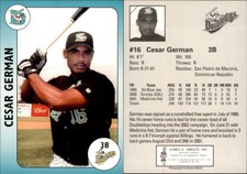 Cesar German 2002 Auburn Doubledays #NNO Card *AutographDen*
