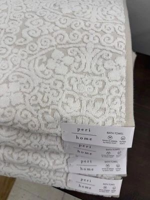 Toalla de baño Peri Home Jacquard blanco gris claro ~ nueva ~ Foto 1 de 4