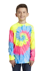 Port & Company PC147YLS Youth Tie-Dye Long Sleeve Stylish Tee Top T-Shirt - Picture 1 of 10