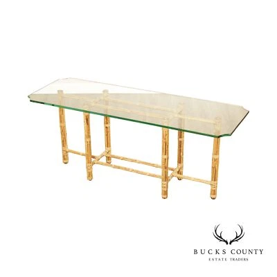 BakerJohn McGuire Bamboo And Glass Top Console Table - Image 1 of 4
