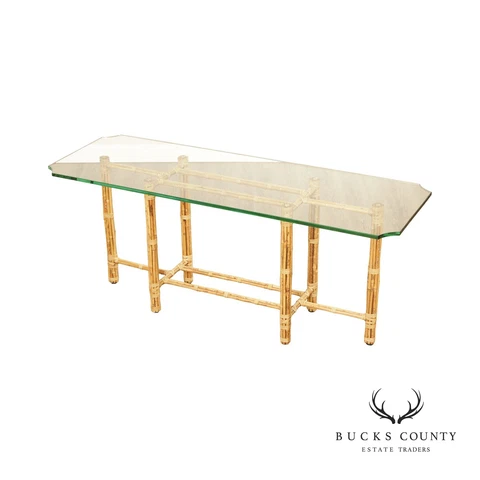 BakerJohn McGuire Bamboo And Glass Top Console Table Cover