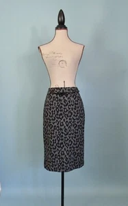 Size: 10 CHARTER CLUB Leopard Print Pencil Skirt Belted Back Split - Picture 1 of 11