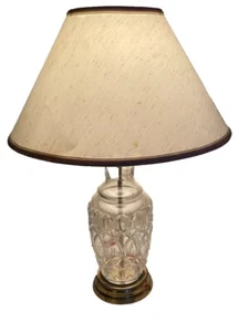 Vintage Table Castle Oil Lamp White Gold Embossed Clear Glass Corded Electric - Picture 1 of 6