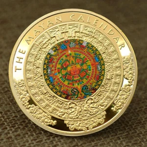 10 PCS Commemorative Round Plated Gold Mexico Maya Prophecy Coin Collectible - Picture 1 of 6