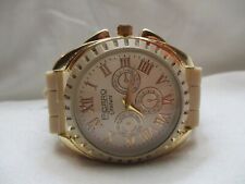 Figaro Couture Wristwatch Gold Tone Beige Buckle Band Roman Numerals