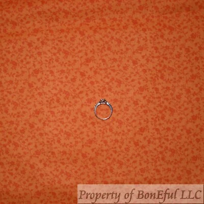 BonEful FABRIC FQ Cotton Quilt Orange Tonal Flower Leaf Small Little Tiny Calico - Image 1 of 4