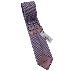 Thomas Pink Necktie Alton Neat Purple White Made in Italy Cotton Silk New Tie - Picture 1 of 9