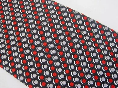 Turnbull & Asser 伦敦手工制作黑色红色银色圆点整洁编织丝绸领带 — 第 1/4 张图片