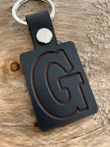 G Letra Inicial Nombre Abecedario Cuero Llavero Mando Llave Regalo Negro - Picture 1 of 2