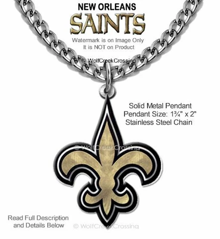 LARGE NEW ORLEANS SAINTS NECKLACE STAINLESS STEEL CHAIN NFL FOOTBALL  FREE SHIP' Cover