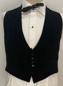 1940s Men’s Black Evening Waistcoat Bespoke Vintage European Medium Small Wool - Picture 1 of 5
