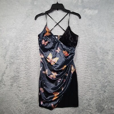 Material Niña Vestido Mujer Jrs Mediano Mariposa Terciopelo Imitación Envoltura Correa Espagueti Foto 1 de 4