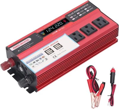 5000W Car Power Inverter DC 12V To AC 110V Pure Sine Wave Solar Converter LCD - Image 1 of 4