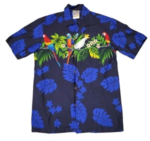 Hawaiian Tag Parrot Macaw 🦜 Hawaiian Shirt Blue Size Small - Picture 1 of 10