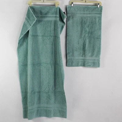 Lote de 2 toallas de baño y mano Ralph Lauren azul liso 100 % algodón egipcio Foto 1 de 4