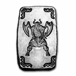 5 oz Hand Poured Silver Bar - Viking Warrior: Double Axe - Picture 1 of 3