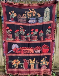 Hermosa manta tapiz flores tejidas Bob Timberlake For Keep America - Imagen 1 de 6