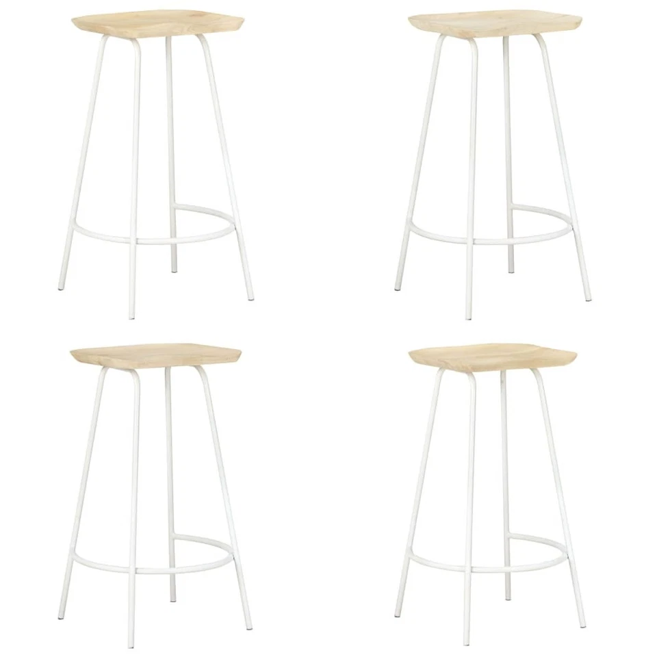 Bar Stool Set of 4 Bleached wood and white - Image 1 of 4