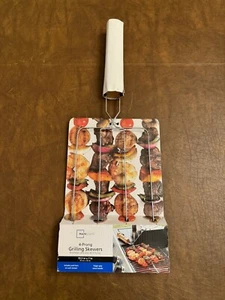 NWT 4-Prong Grilling Skewers With Finger Grip Wood Handles - Picture 1 of 3