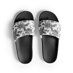Gray 1700s Floral Women's slide sandals - Picture 1 of 13