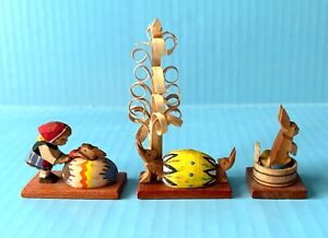 ERZGEBIRGE  Emil Helbig vintage Easter wooden toys miniature figures Germany