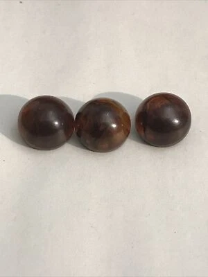 Three (3) Brown Tortoiseshell BAKELITE Dome Shank Buttons (+) Test - Image 1 of 4