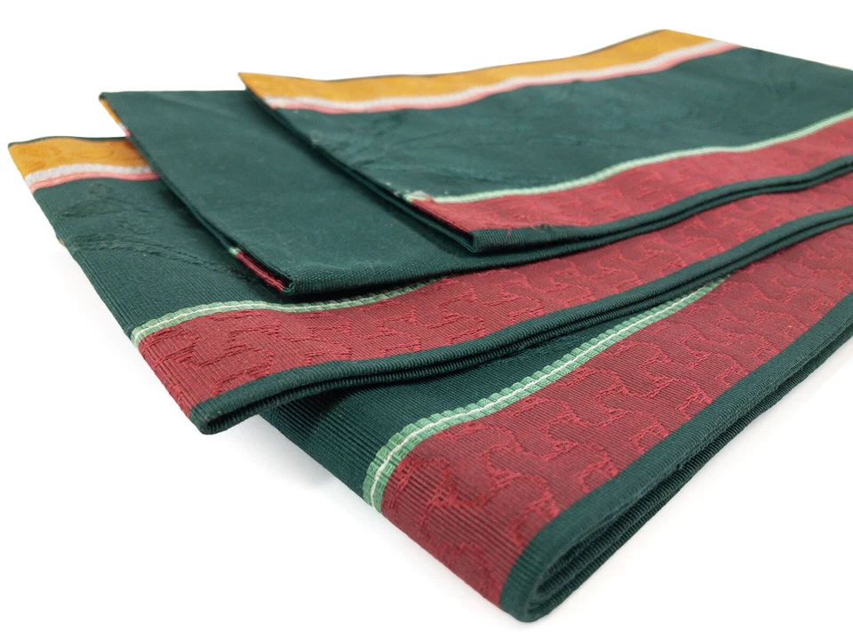 De colección Japonés Verde Oscuro Seda Mujer Hakata-Ori Koburo Han-Haba Obi: 19-C Oct Foto 1 de 4