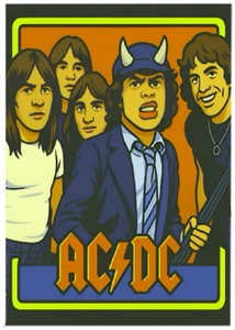 AC DC * Custom ACEO * Fun Cartoon Novelty * MUSIC GROUP * Art Card * ATC - Picture 1 of 2