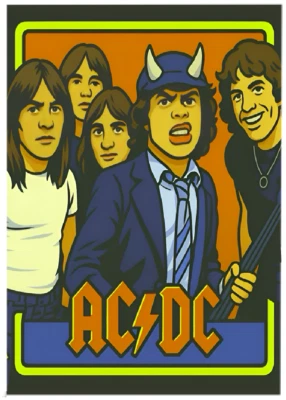 AC DC * ACEO personalizado * Novidade divertida dos desenhos animados * GRUPO DE MÚSICA * Cartão de arte * ATC - Imagem 1 de 2
