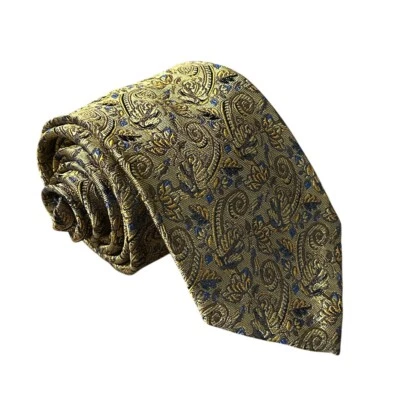 Robert Talbott Seven Fold Neck Tie Men Copper Gold Paisley Silk Sewn USA 34/40 - Image 1 of 4