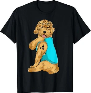 Golden Doodle I Love Dad Tattoo Apparel, Dog Dad Gifts Dads T-Shirt Hoodie - Picture 1 of 15