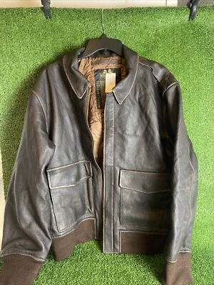 Men Leather Jacket Real Cowhide A2 Pilot Jacket Air Force leather jacket SzL - Image 1 of 4